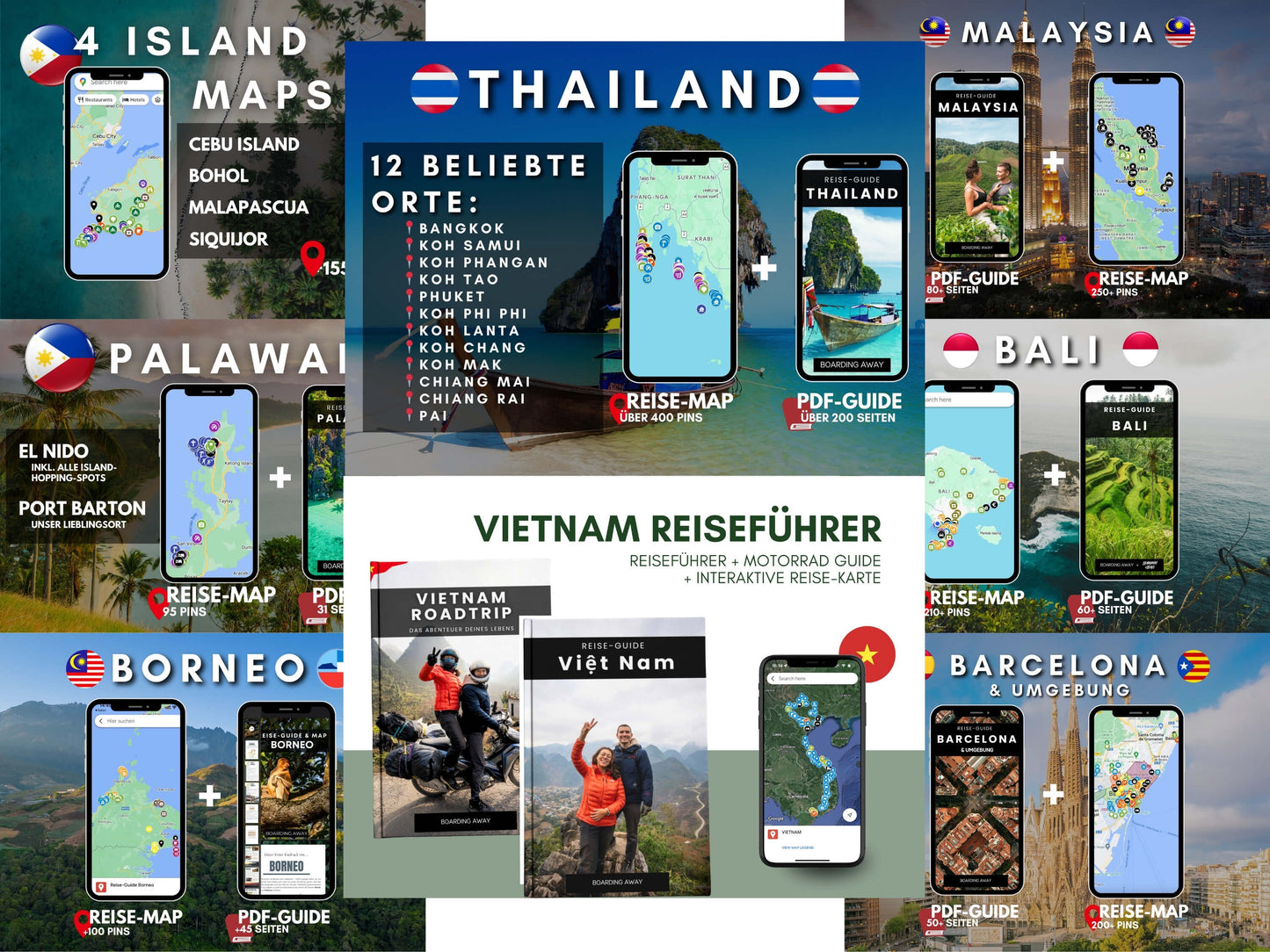 Mega Bundle (Thailand, Bali, Vietnam, Malaysia, Philippinen, Barcelona, Yucatán, Bonus: Borneo)