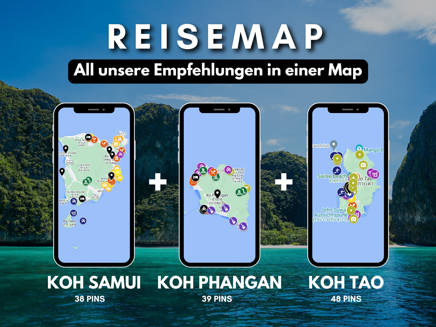 3er Bundle: Koh Samui, Koh Phangan & Koh Tao | Reise-Guide (E-Book) & Reise-Map