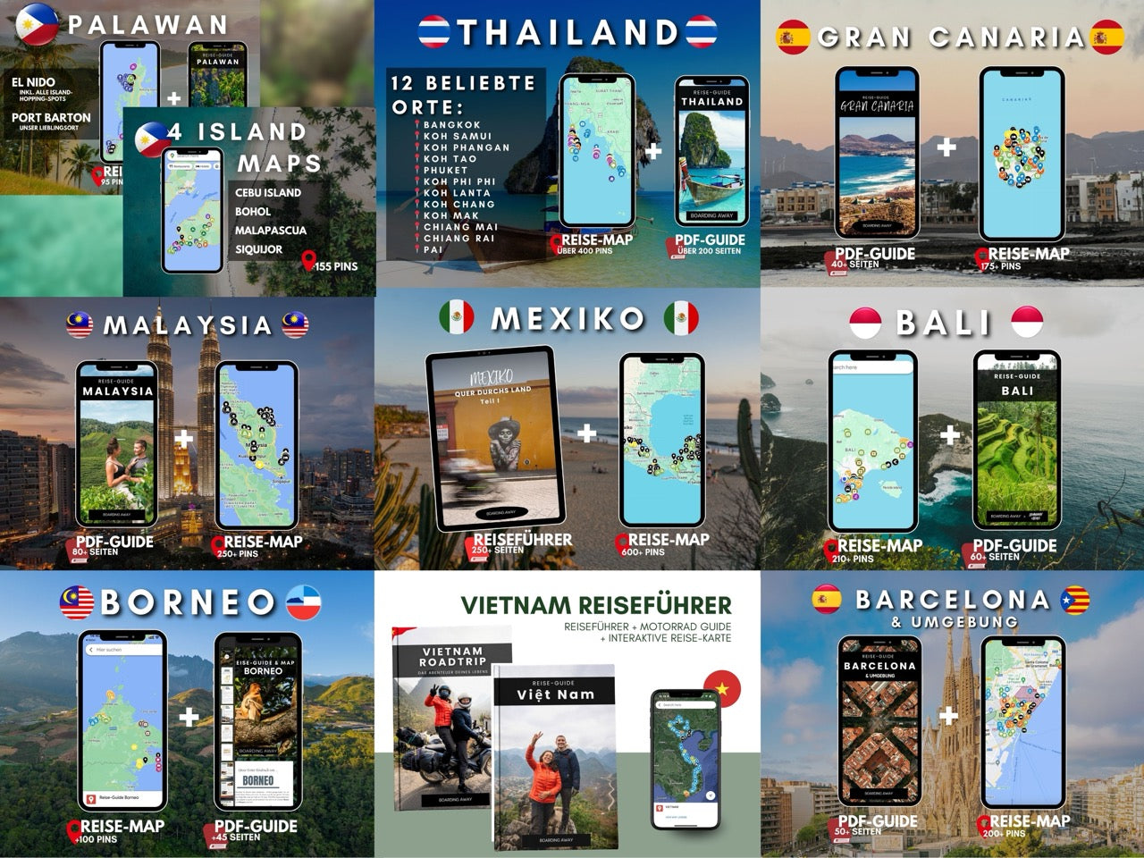 Mega Bundle (Thailand, Bali, Vietnam, Malaysia, Philippinen, Mexiko, Barcelona, Gran Canaria, Bonus: Borneo)